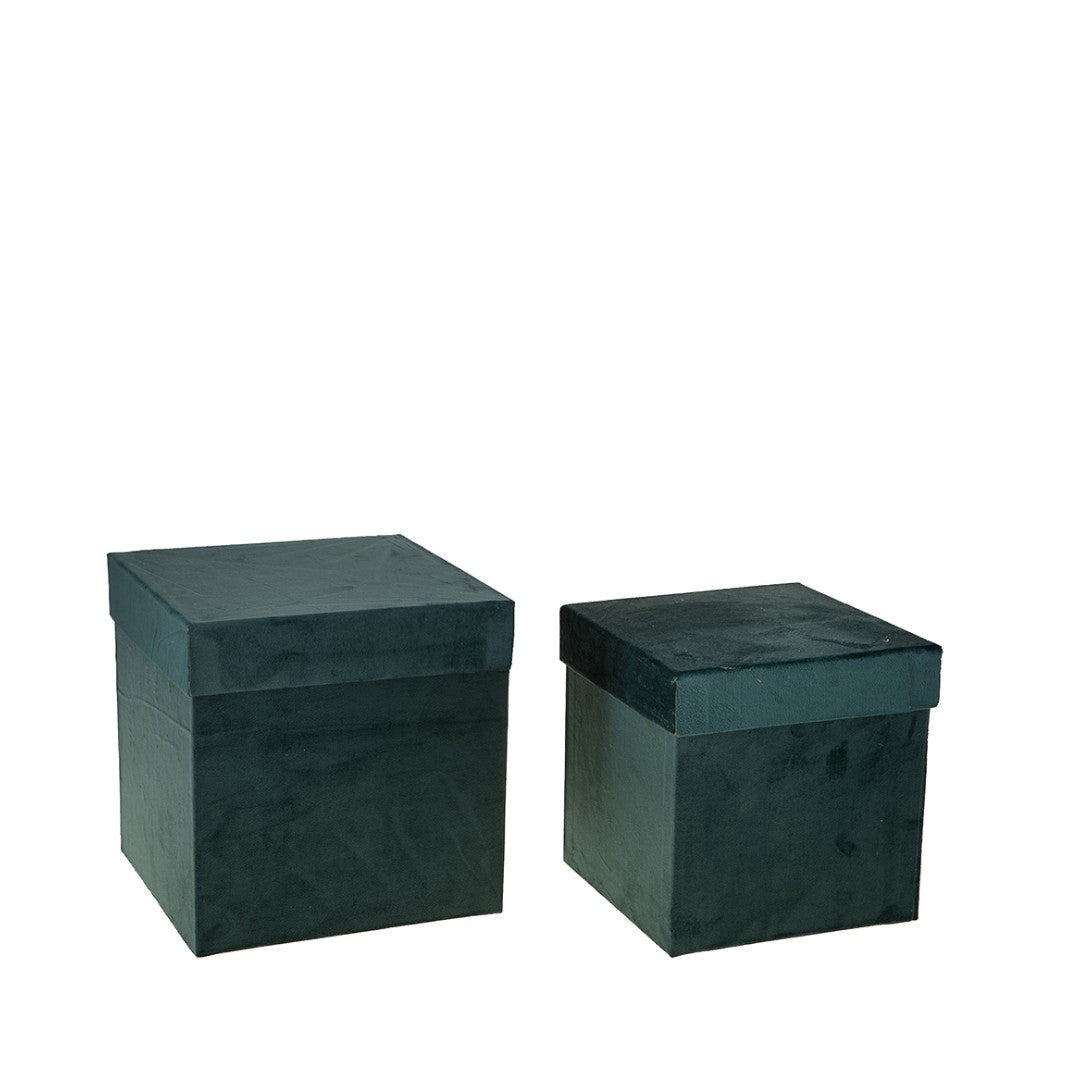 Set di 2 Scatole Quadrate Velluto • 23,5 cm