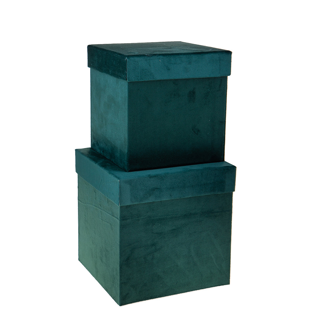 Set di 2 Scatole Quadrate Velluto • 23,5 cm
