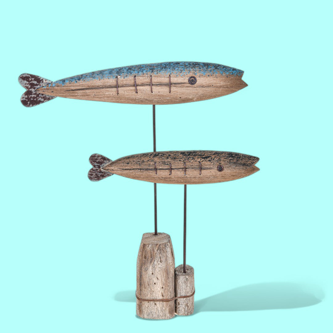 Decoro 2 pesci e 2 supporti • 40 cm