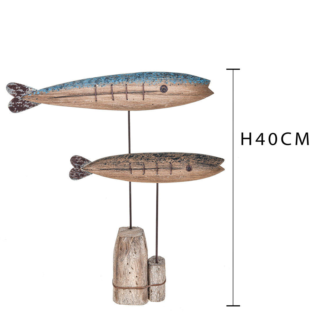 Decoro 2 pesci e 2 supporti • 40 cm