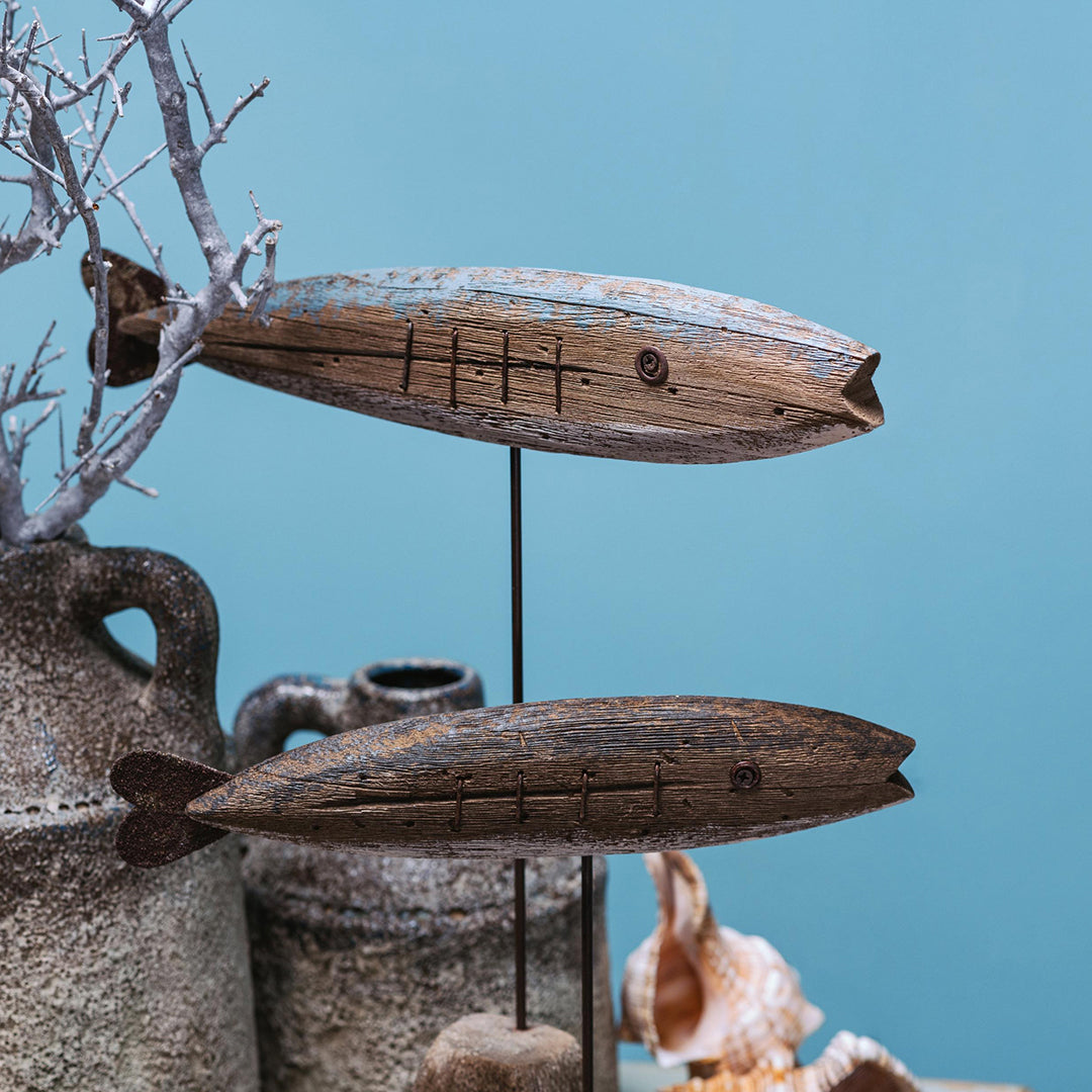 Decoro 2 pesci e 2 supporti • 40 cm