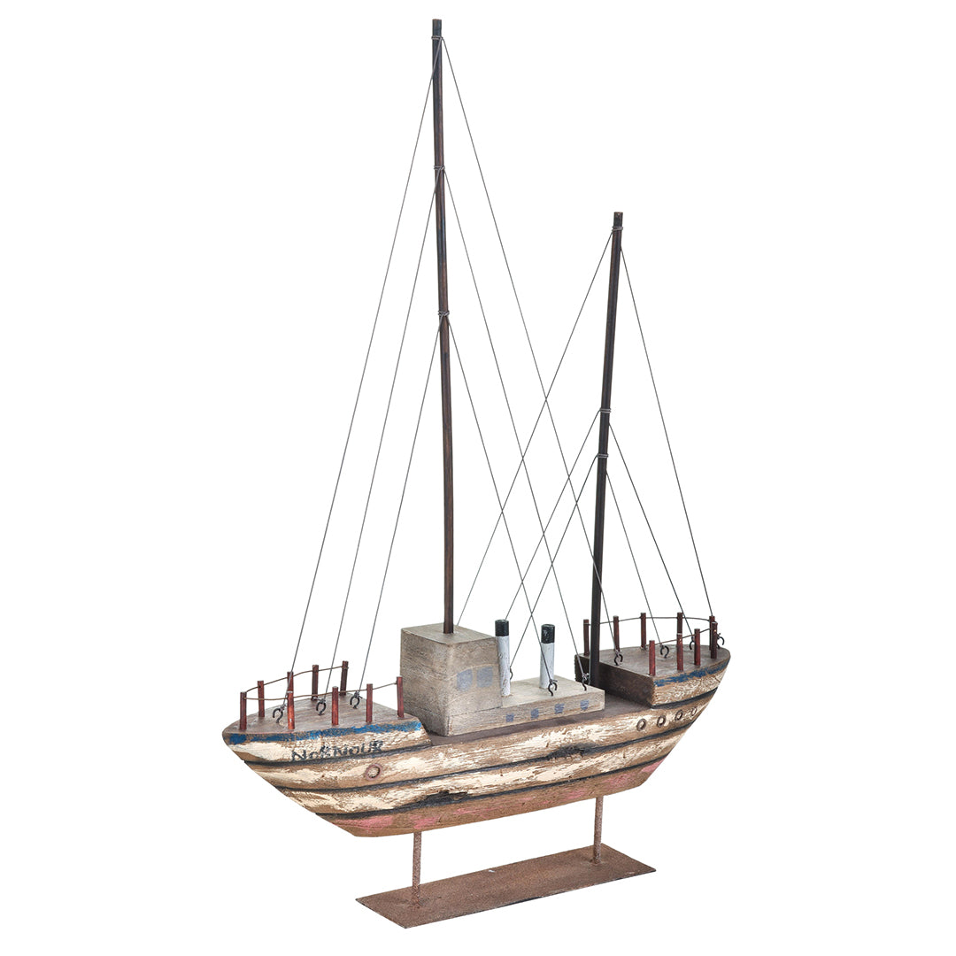 Barca legno anticata • 69 cm