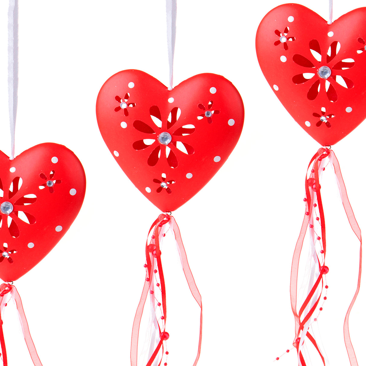 6 Pezzi • Cuore con pois • 3 cm