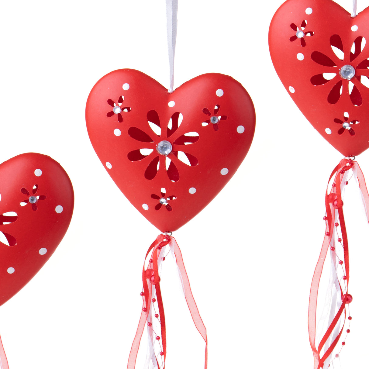 6 Pezzi • Cuore con pois • 3 cm