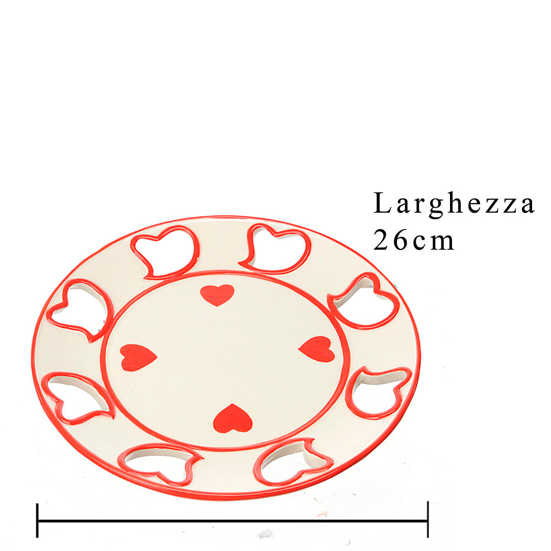 2 Pezzi • Piatto con cuori • 26 cm
