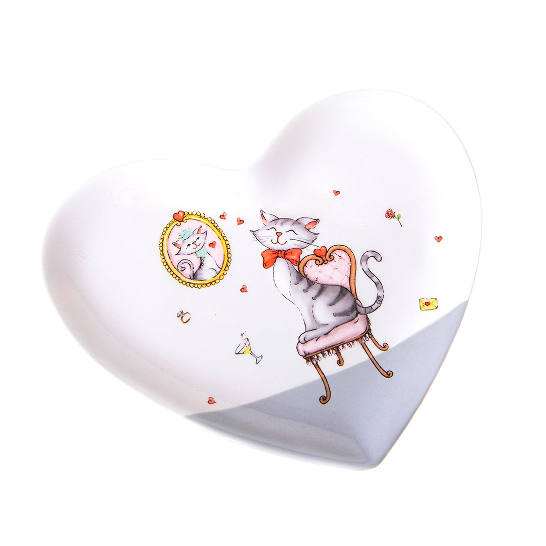 Piatto a forma di cuore con decoro • 19,5 cm