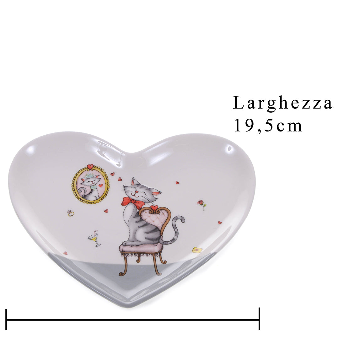 Piatto a forma di cuore con decoro • 19,5 cm
