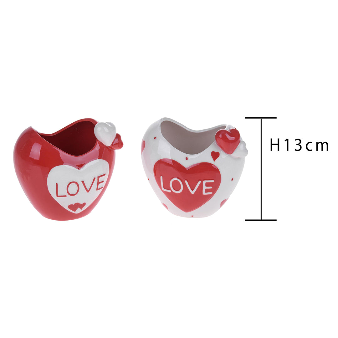 Vaso a forma di cuore con scritta love • 13 cm