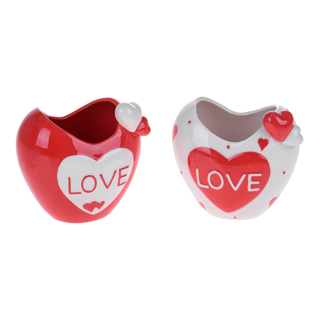 Vaso a forma di cuore con scritta love • 13 cm
