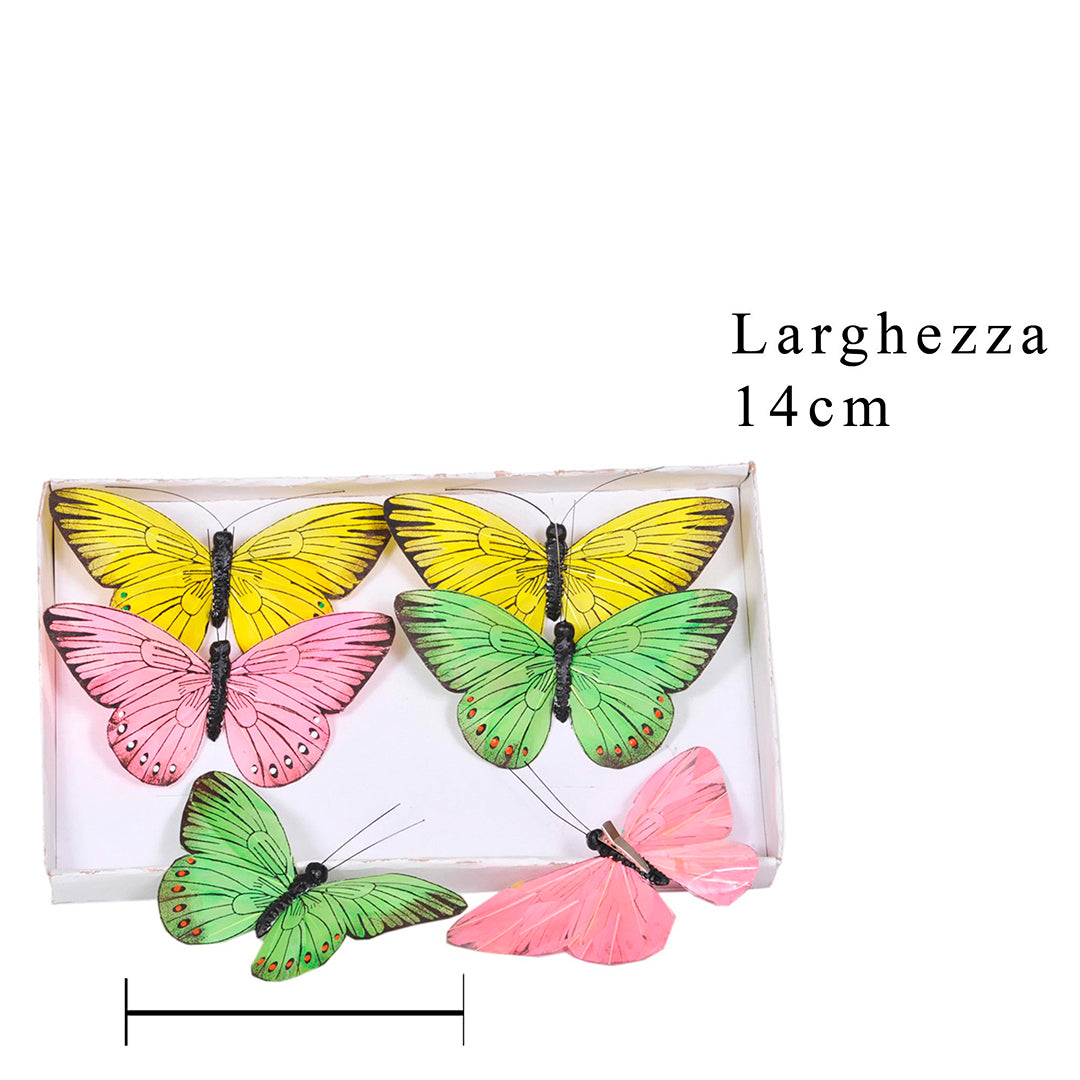 2 Pezzi • Farfalle con clip 12 pezzi • 14 cm