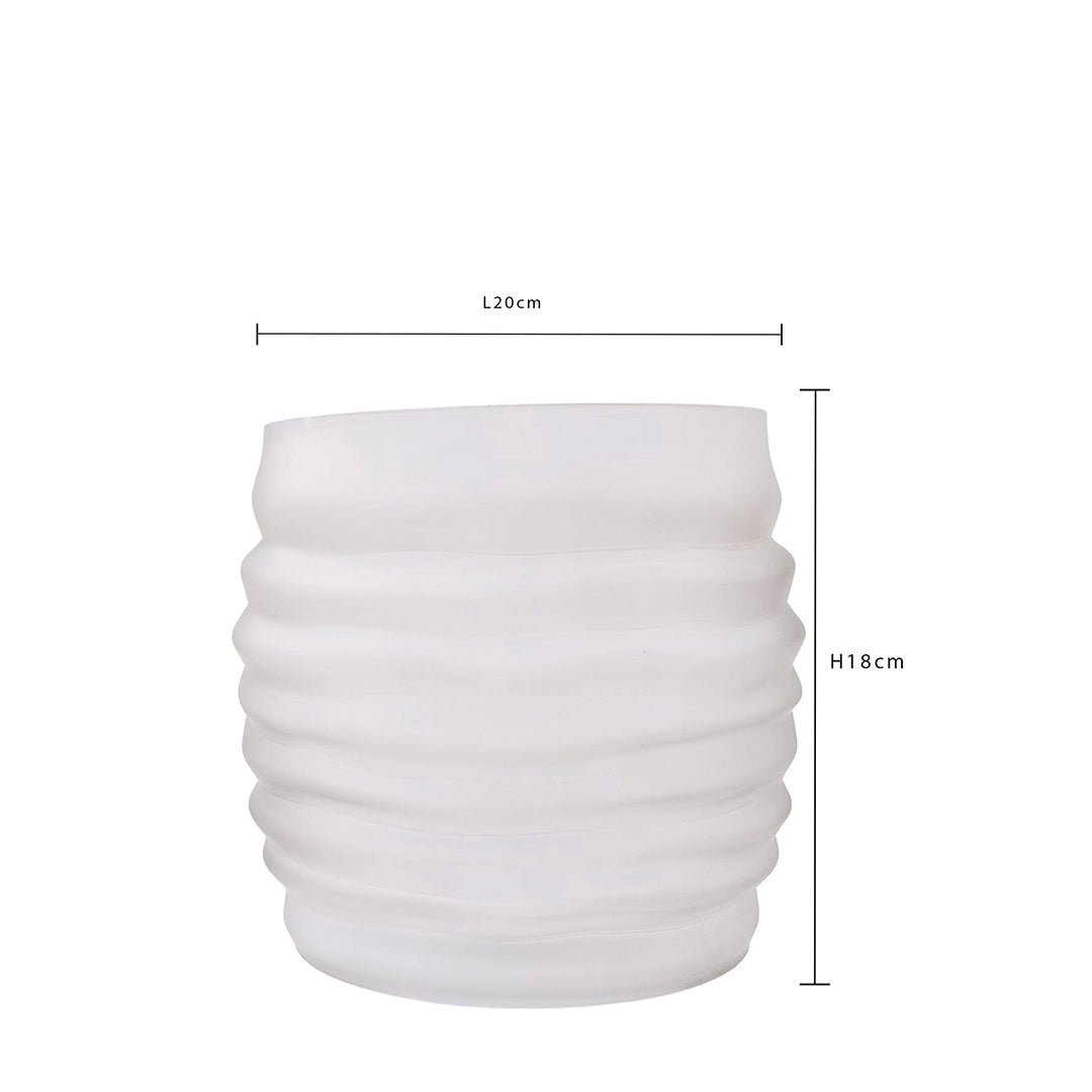 2 Pezzi • Vaso ovale righe rilievo • 18 cm