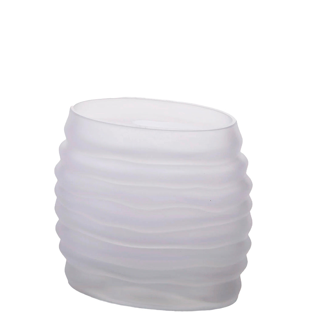 2 Pezzi • Vaso ovale righe rilievo • 18 cm