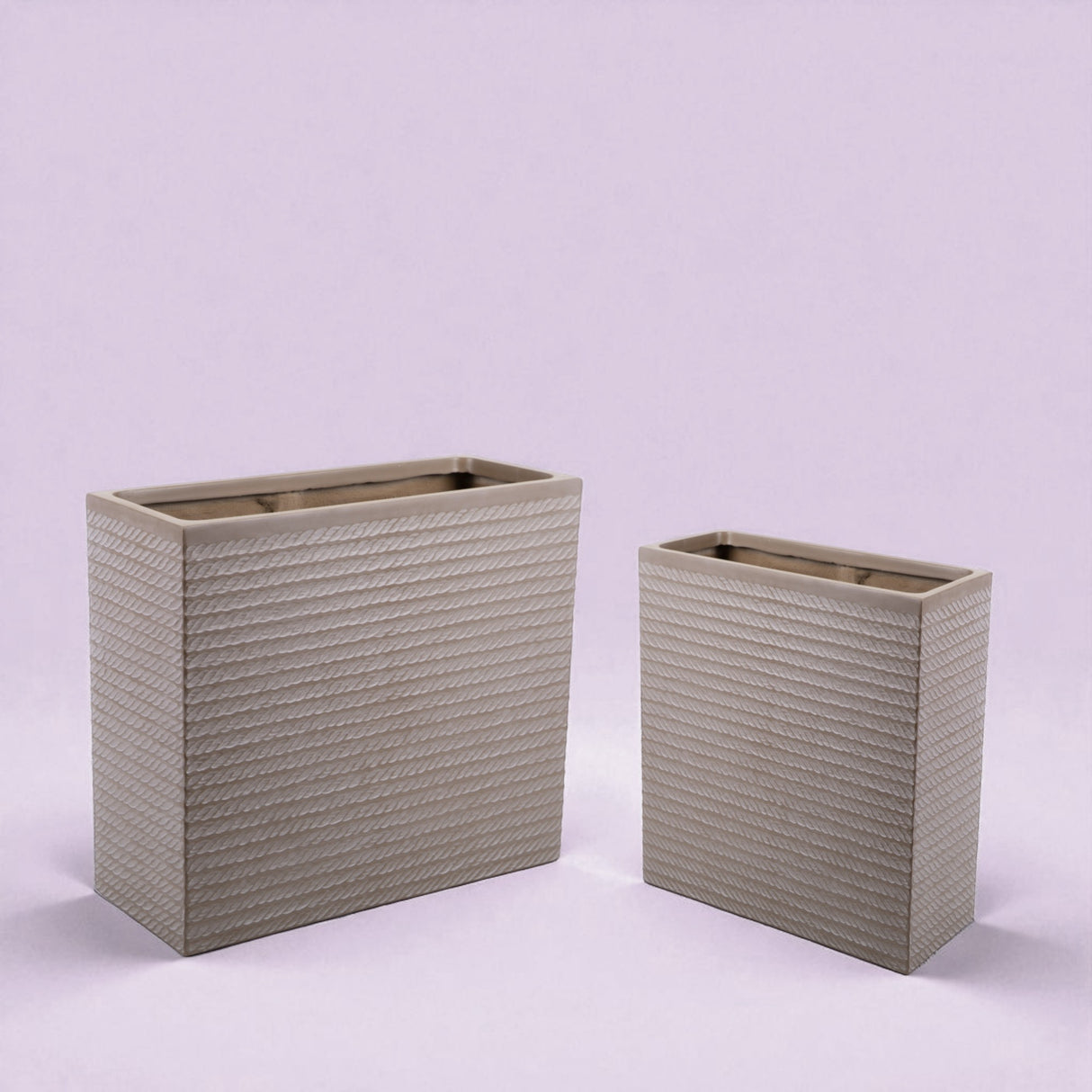 Vaso ceramica Set di 2 Vasi rettangolare Rope • 66 cm