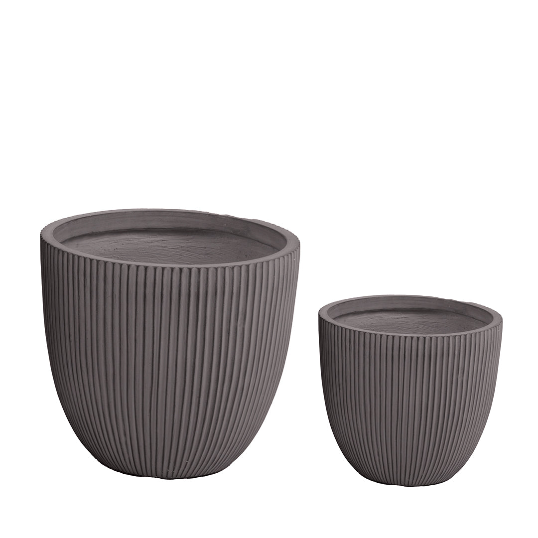 Vaso ceramica Set di 2 Cachepot linee Verticali • 35 cm