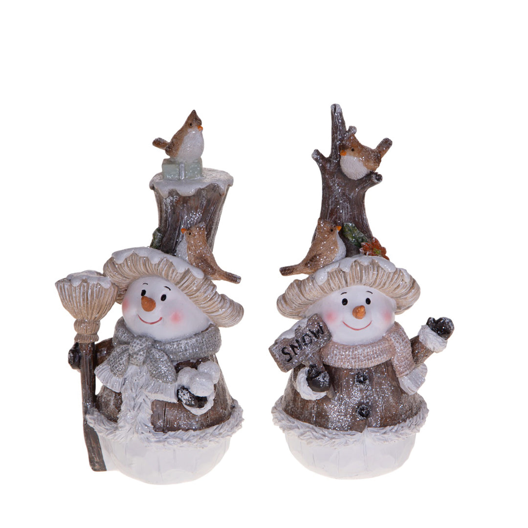 2 pupazzi neve uccellini • H 18,5 cm