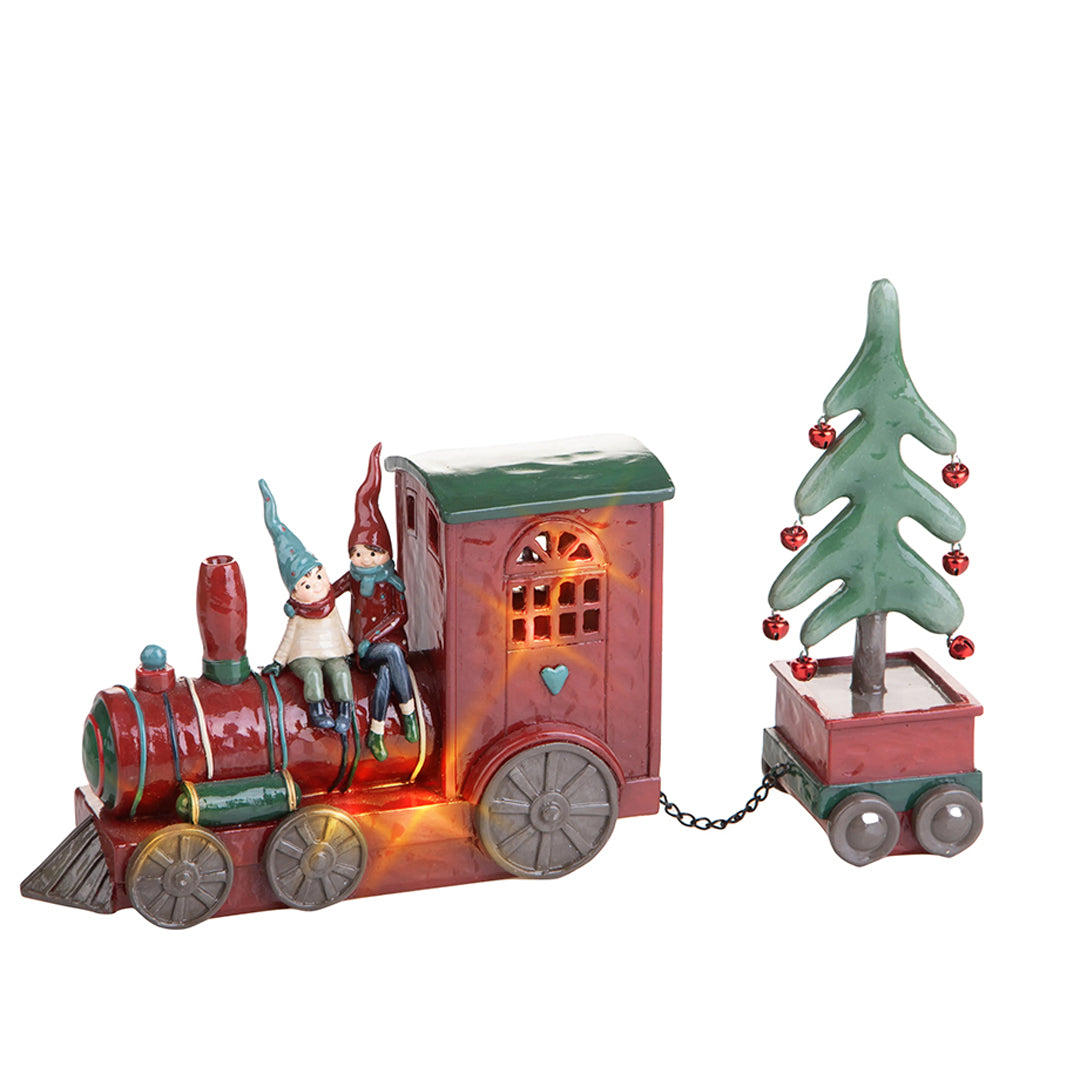 Trenino con Elfi e Albero con Led • 15,2 cm