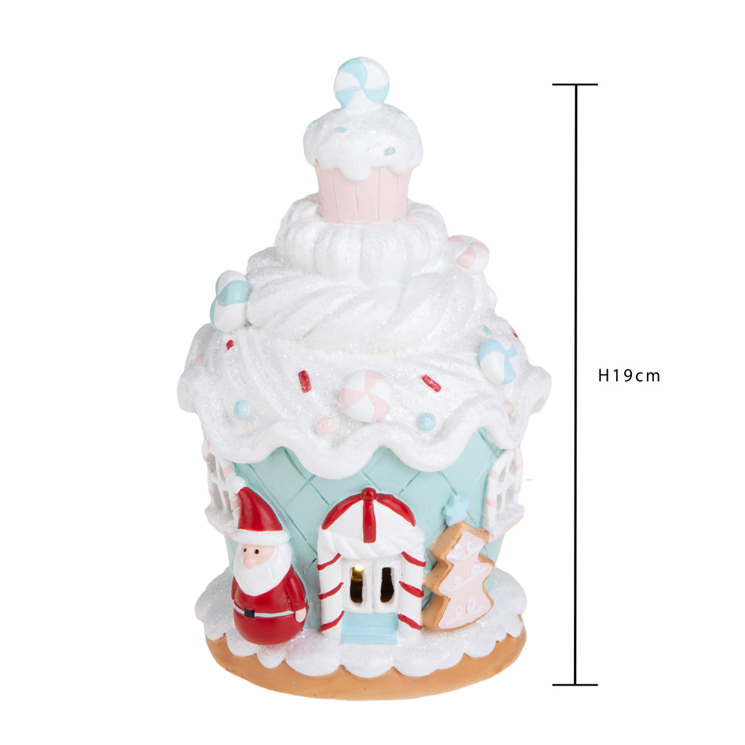 Casetta con Santa+Led • 19 cm