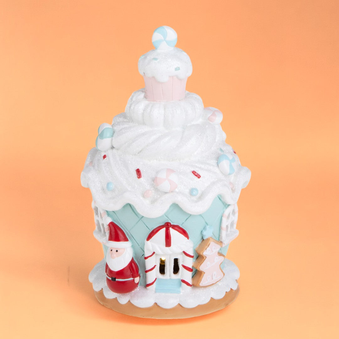 Casetta con Santa+Led • 19 cm