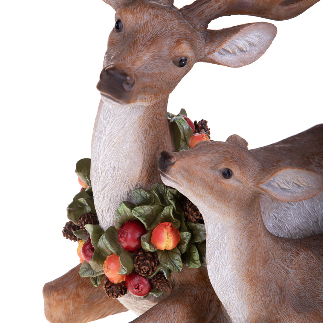 Renna Seduta con Cucciolo • 40 cm