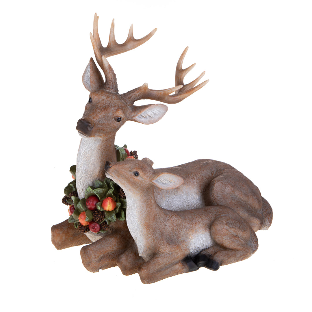 Renna Seduta con Cucciolo • 40 cm