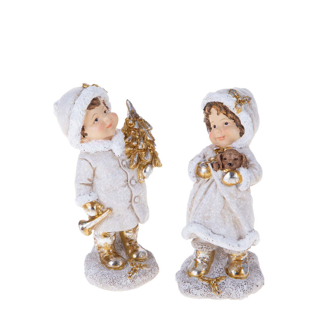 2 bimbi conAbete e peluche • H 15 cm
