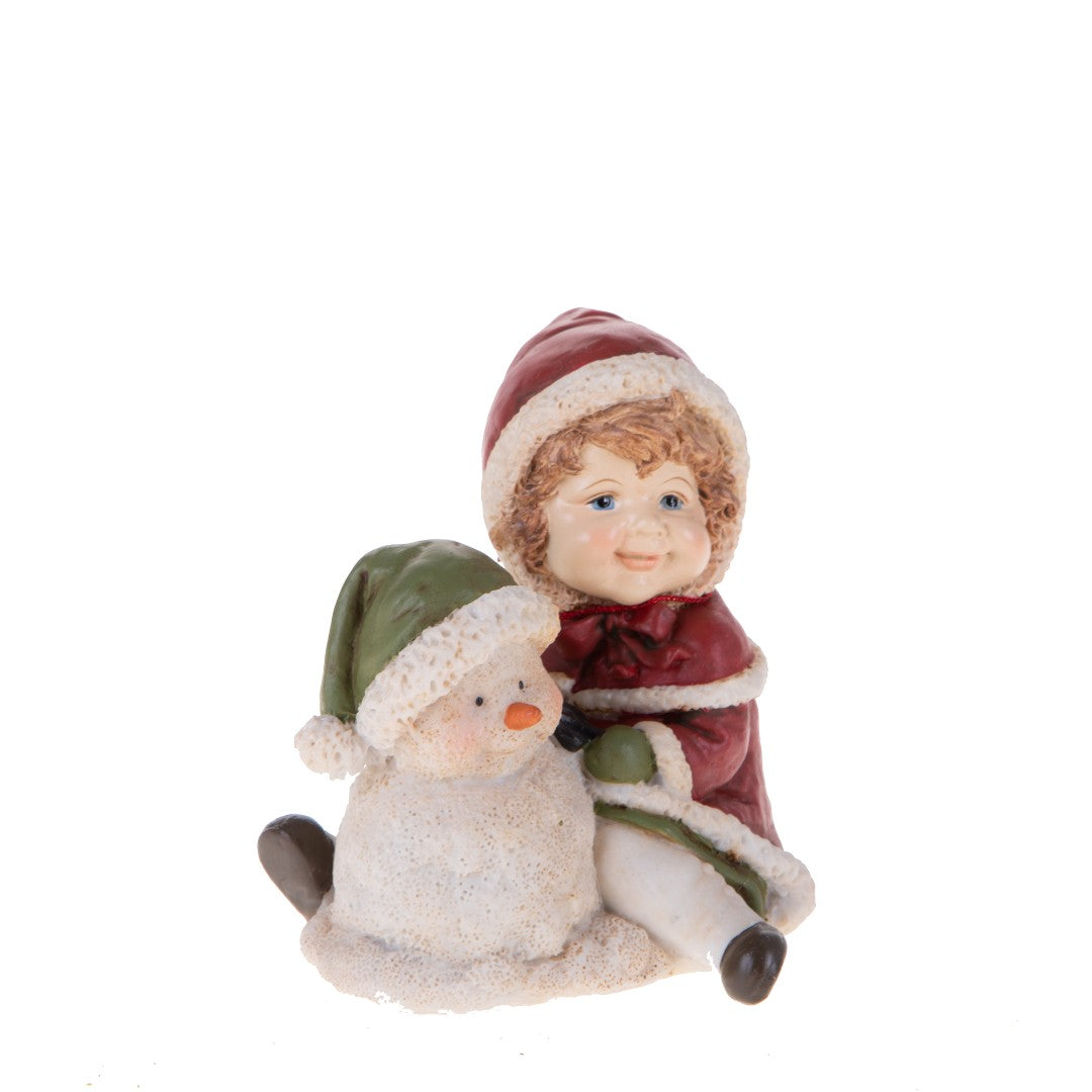 2 Pezzi • Bimba con Pupazzo Neve • 11 cm