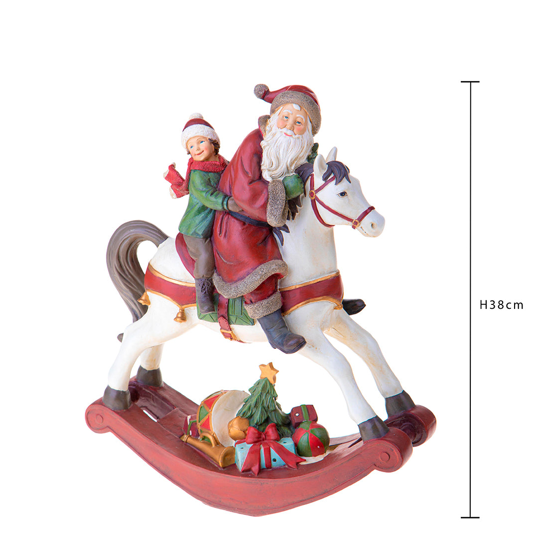 Babbo natale bambina su cavallo • 38 cm