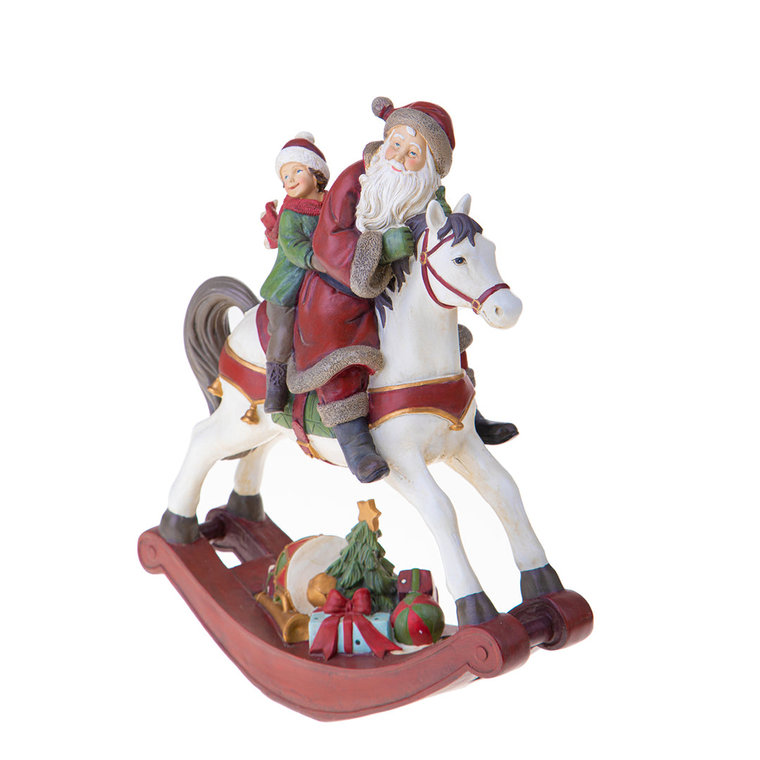 Babbo natale bambina su cavallo • 38 cm