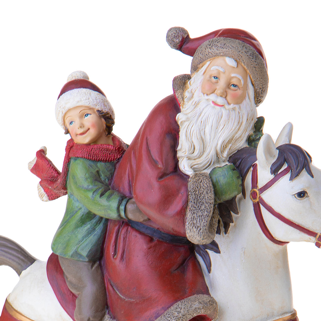 Babbo natale bambina su cavallo • 38 cm