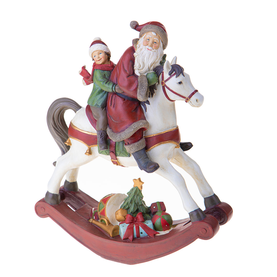 Babbo natale bambina su cavallo • 38 cm