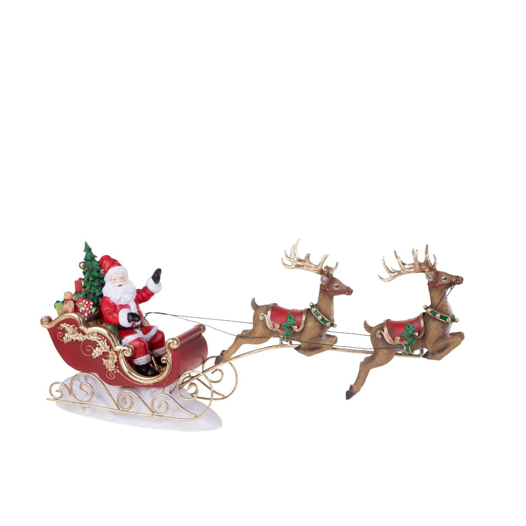 Babbo Natale Slitta con Renne • 15 cm