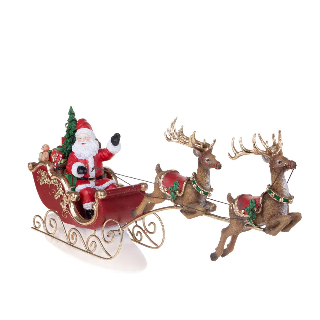 Babbo Natale Slitta con Renne • 15 cm