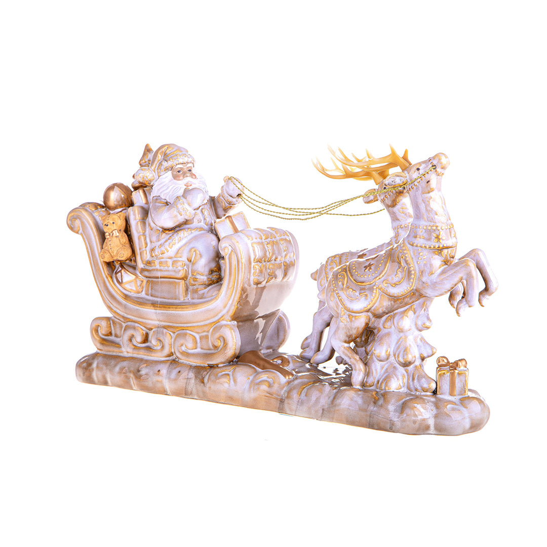 Babbo natale su slitta renne • 44 cm