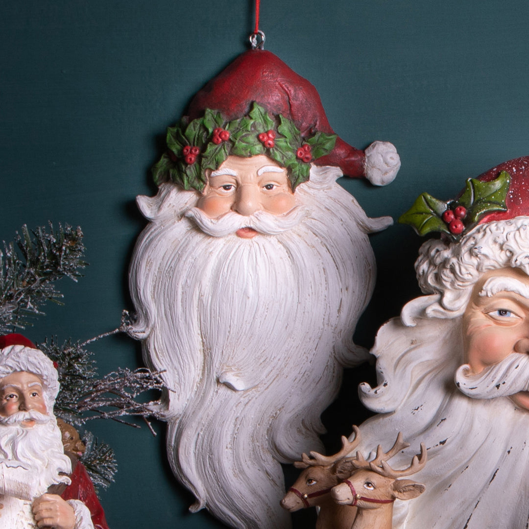 Faccia Babbo Natale da appendere • 41 cm