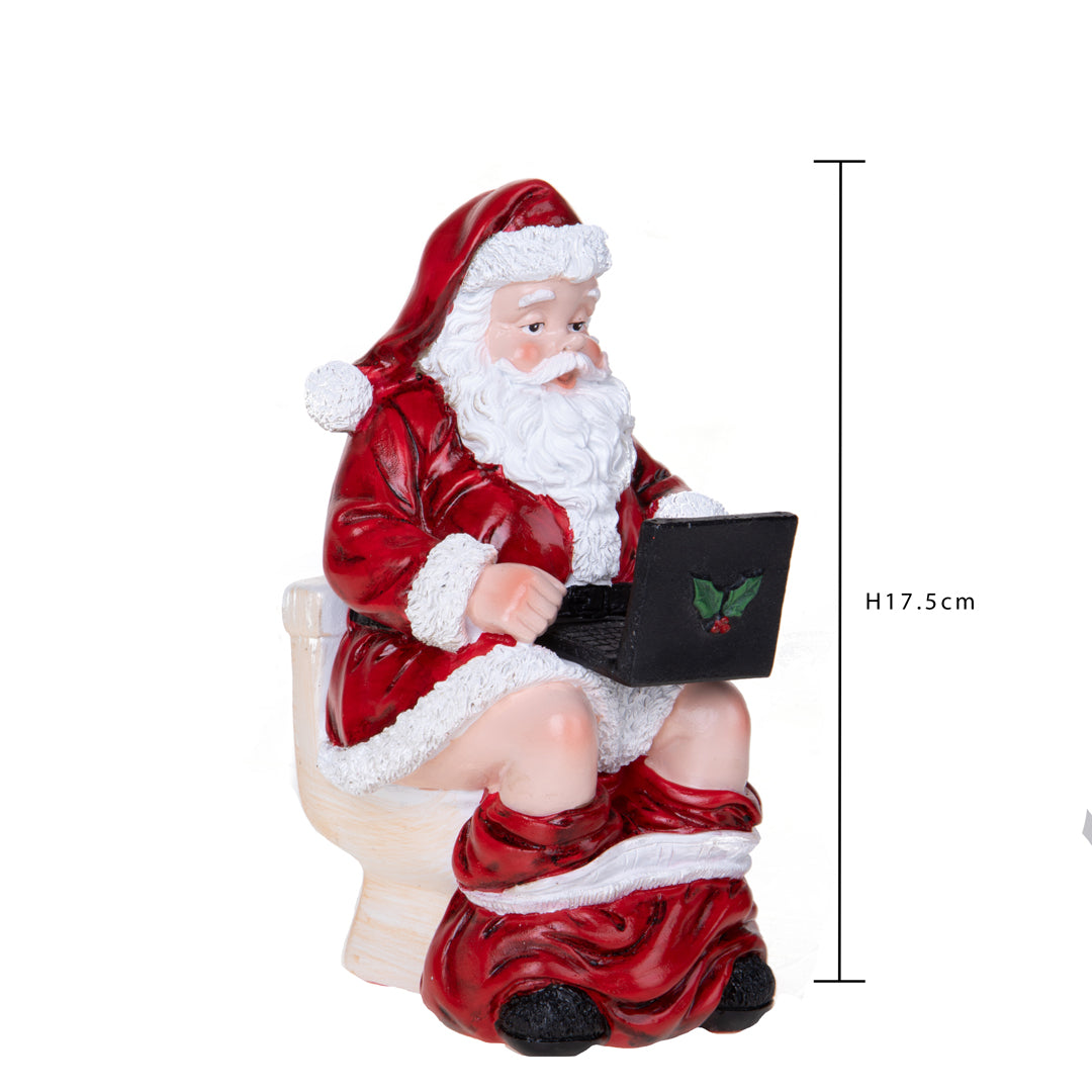 Babbo natale su water con pc • H 17,5 cm