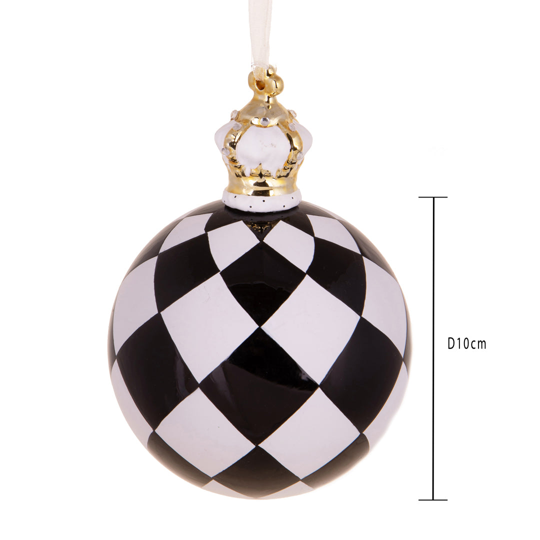 Sfera con rombi top corona • H 14,3 cm