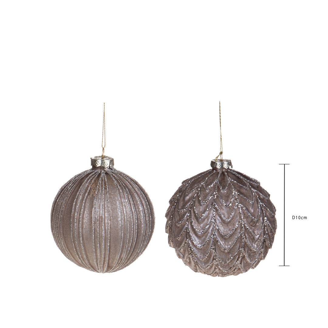 Pezzi 4 • Sfera con decoro riga/onda • H 10 cm