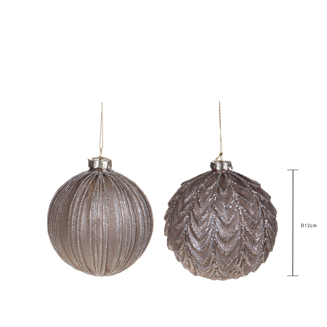 Pezzi 2 • Sfera con decoro riga/onda • H 12 cm