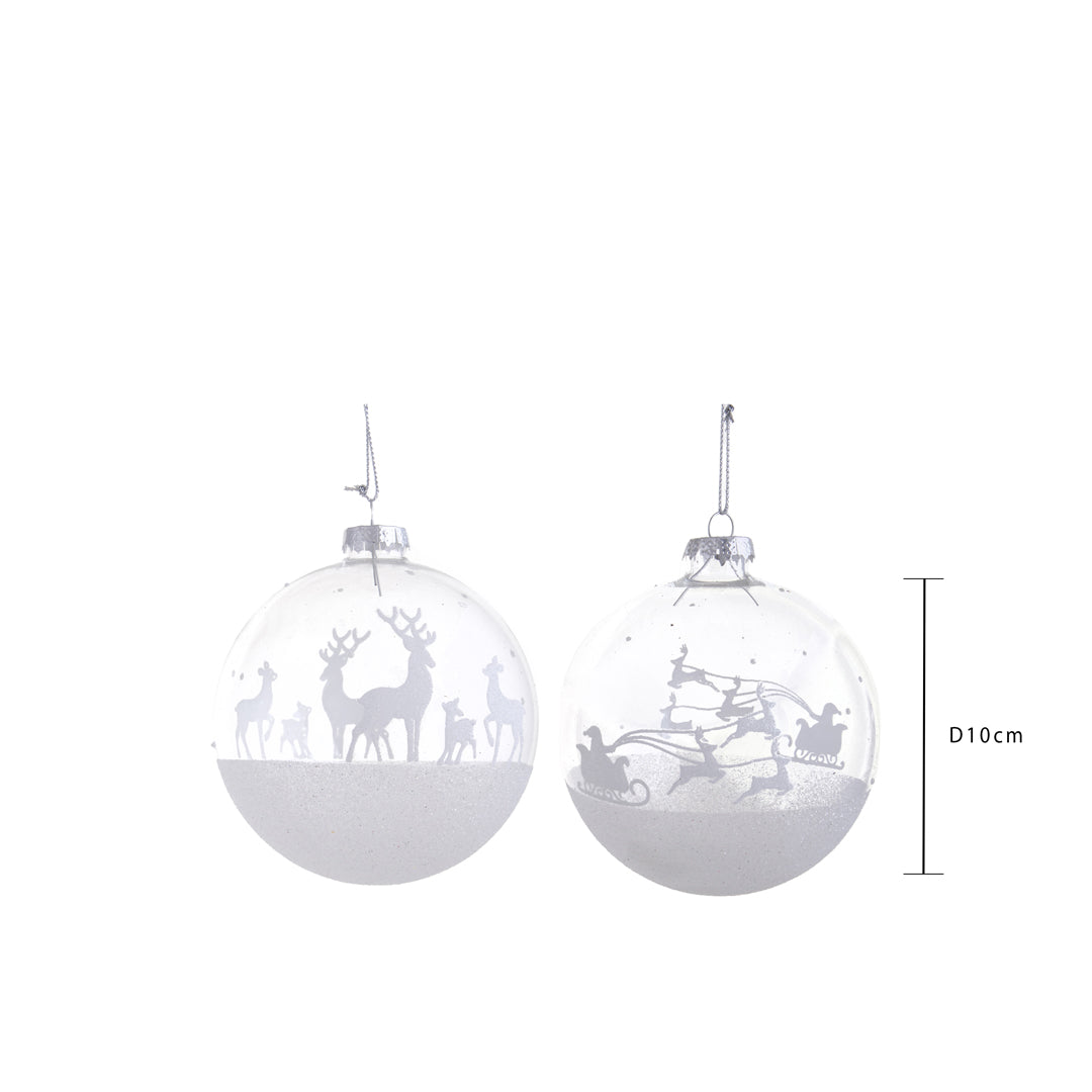 Pezzi 4 • Sfera con renne • H 12,5 cm