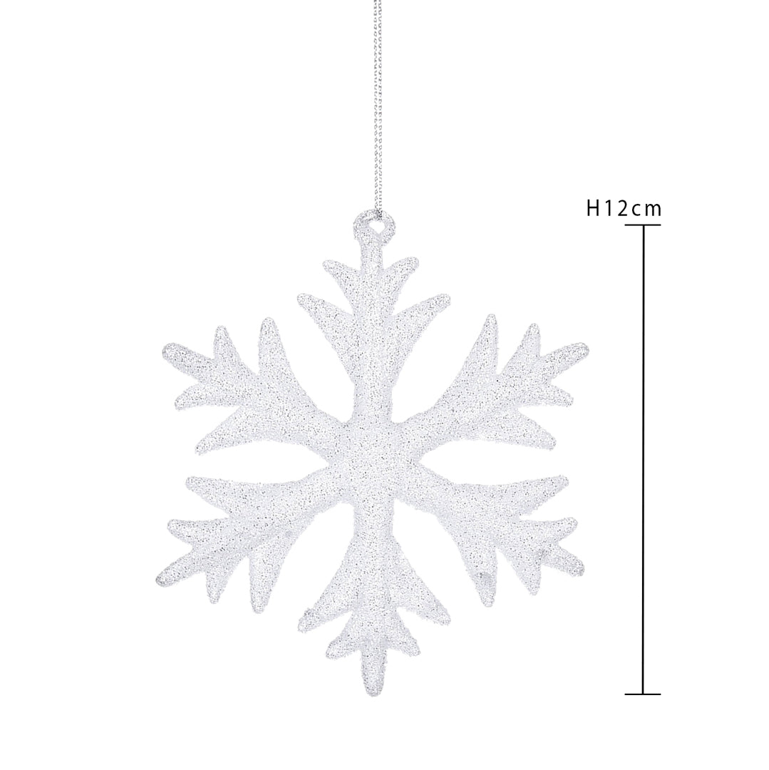 4 Pezzi • Fiocco Di Neve con Glitter • 12 cm