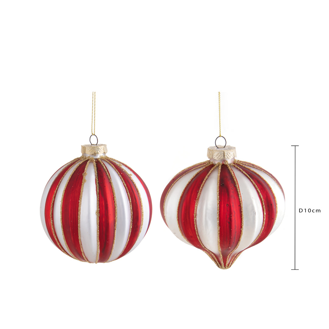 Pezzi 4 • Sfera/onion con righe • H 10 cm
