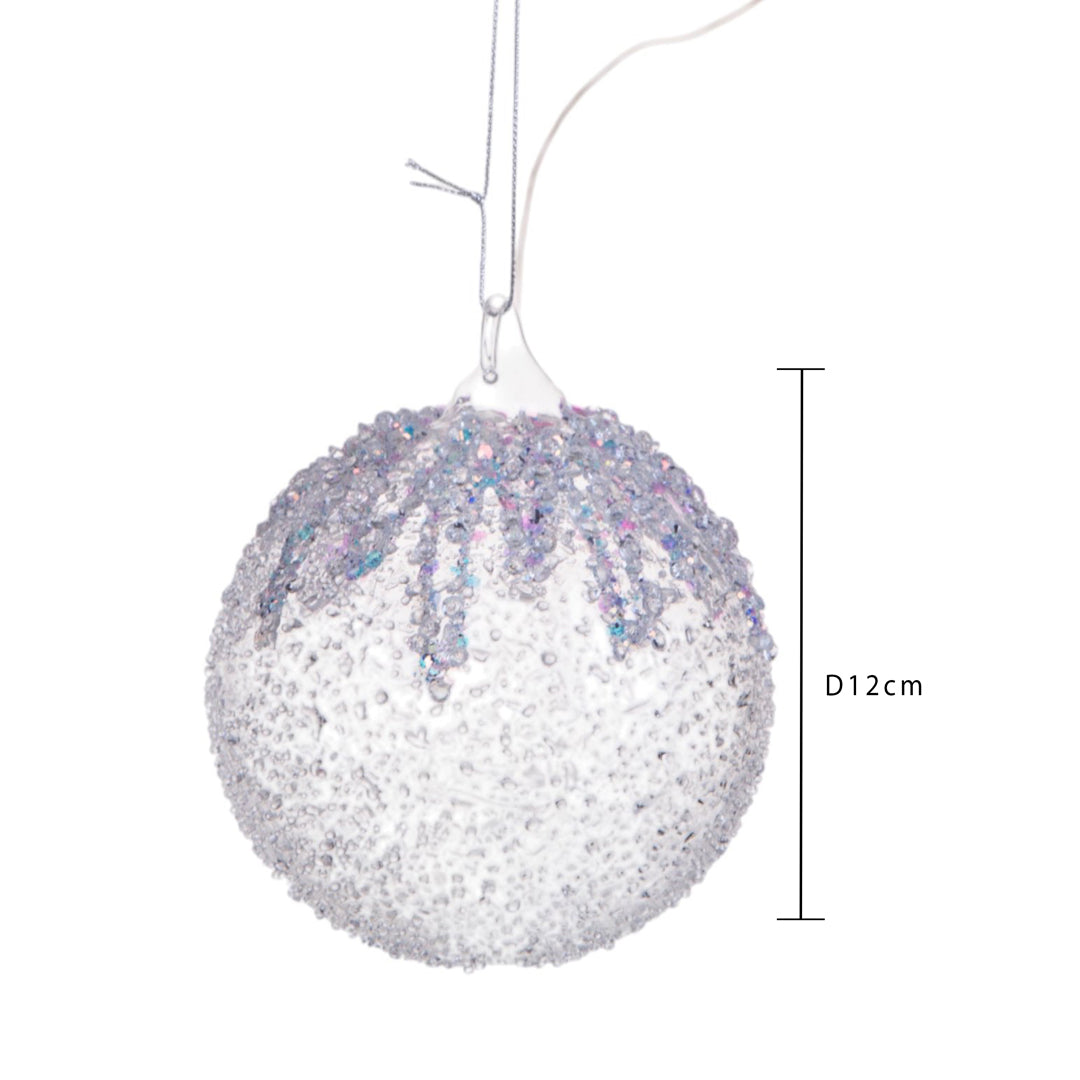 Pezzi 4 • Sfera ghiaccio con paillette • H 12 cm