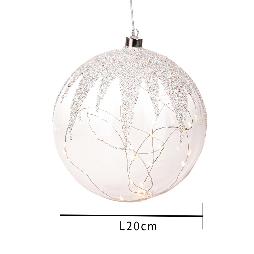 Sfera vetro con led d. • H 21 cm