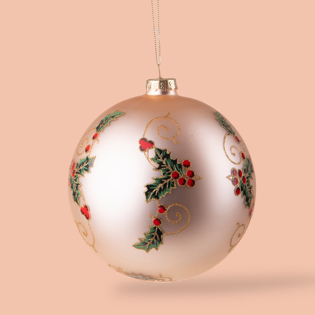 2 Pezzi • Sfera con Agrifoglio • 12 cm