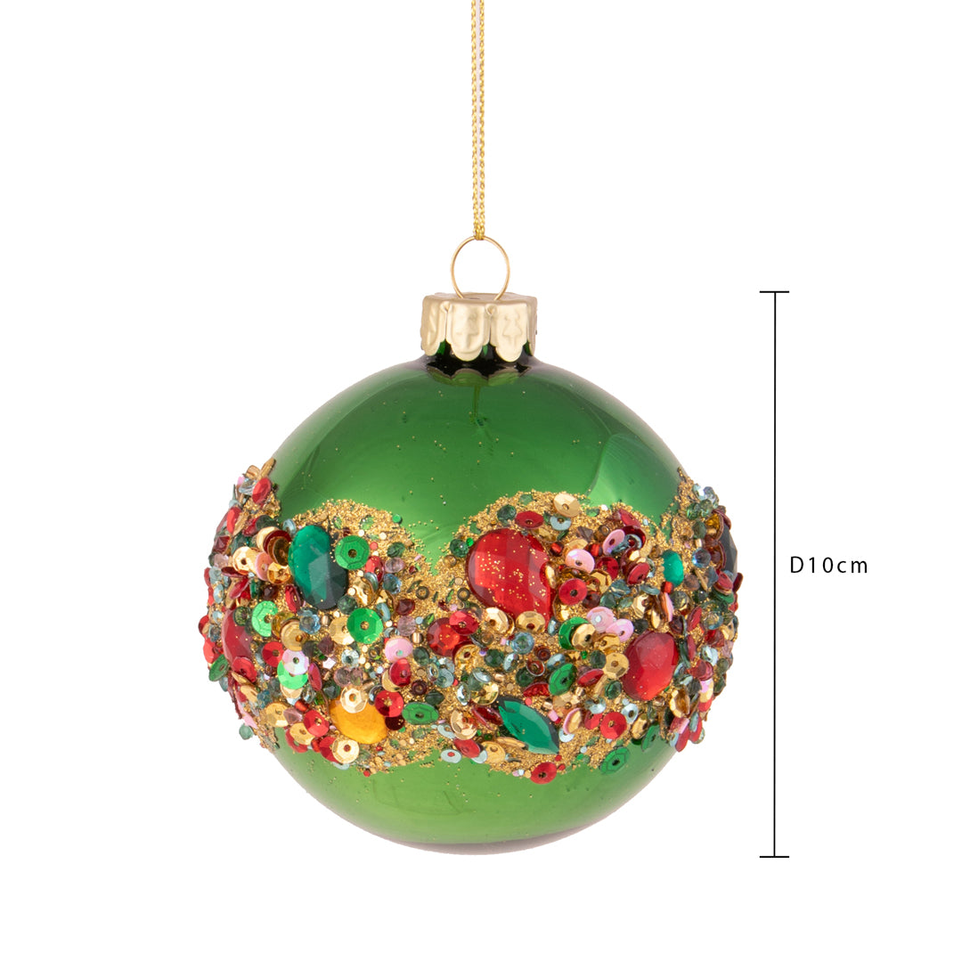 Pezzi 4 • Sfera con paillettes e diamanti • H 10 cm