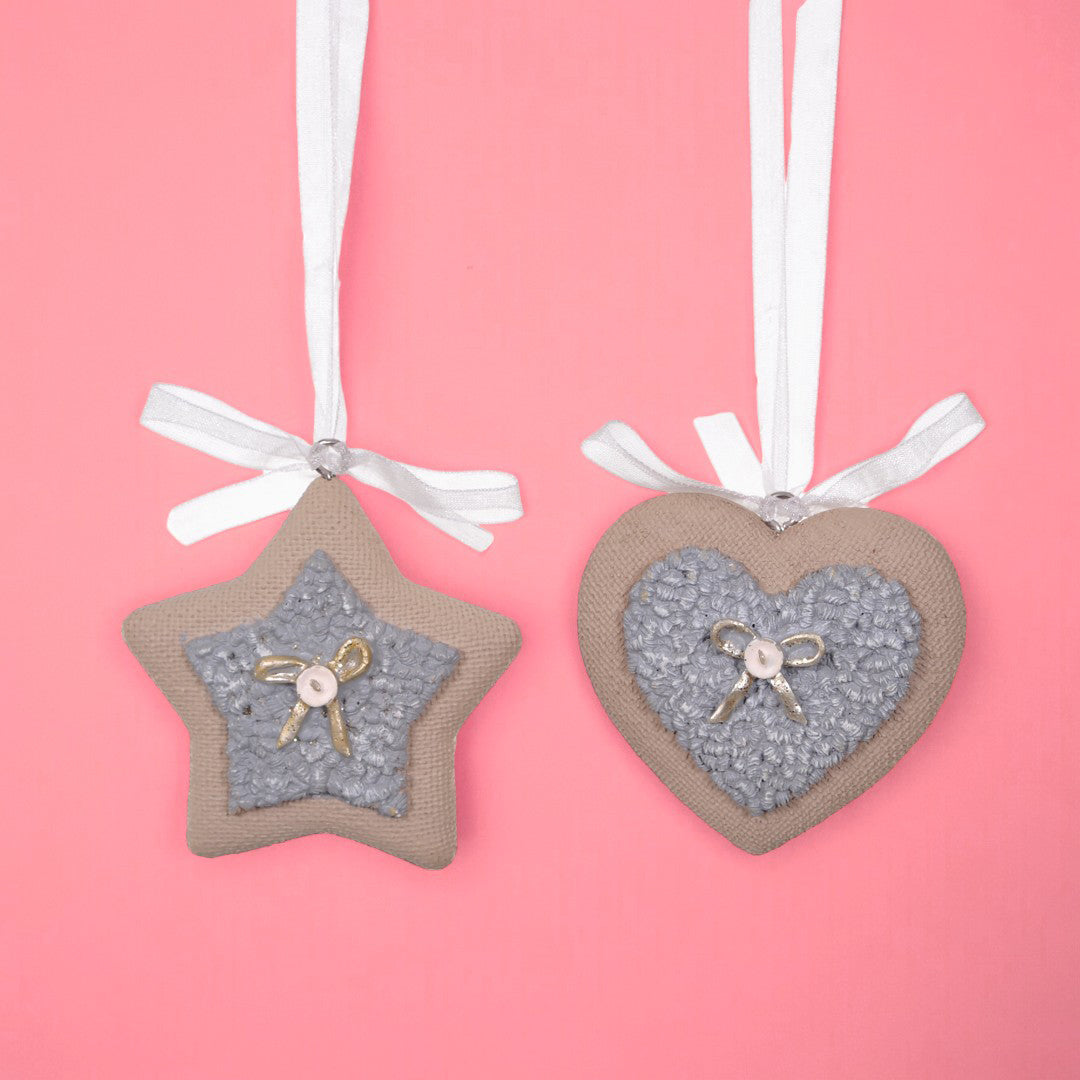 24 Pezzi • Decoro Stella/Cuore • 7 cm