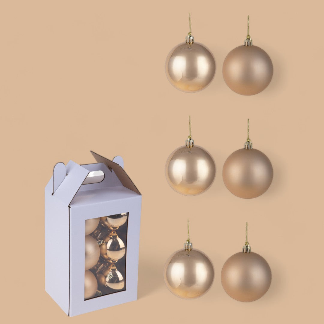 Set di 6 Sfere assortito Matt+Shiny • 10 cm