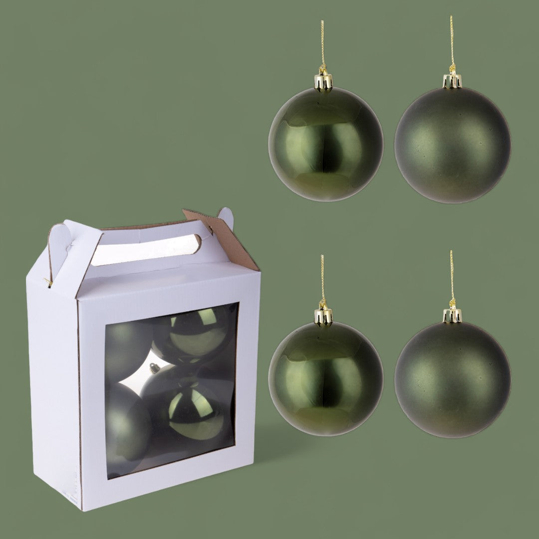 Set di 4 Sfere assortito Matt+Shiny • 12 cm