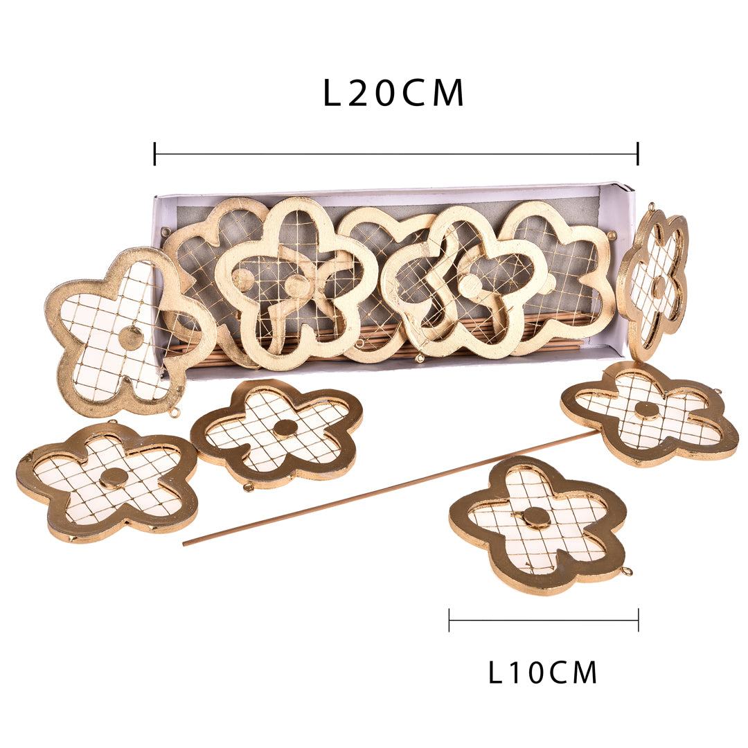 12 Pezzi • Fiore Legno con Pick • 20 cm