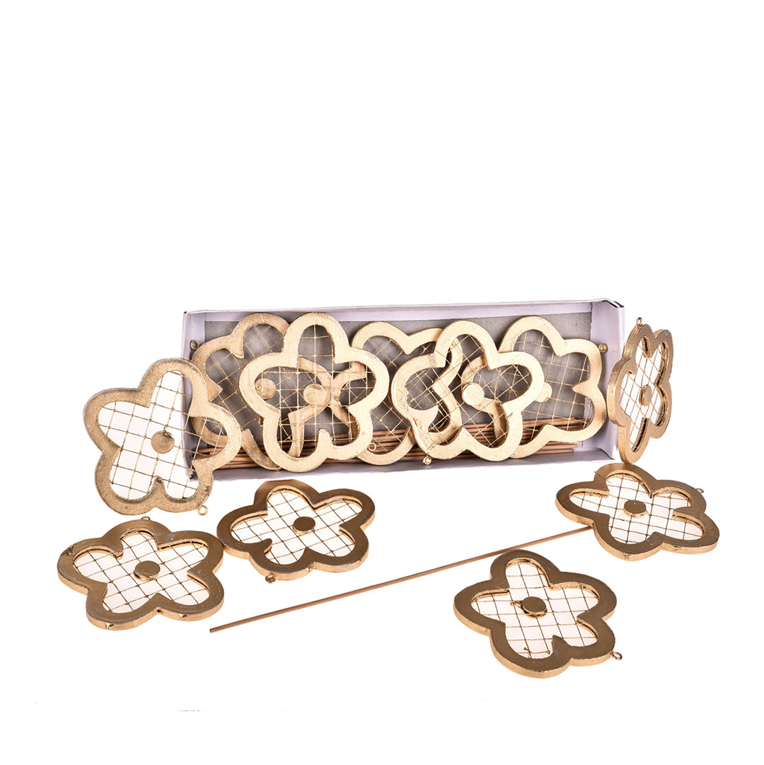 12 Pezzi • Fiore Legno con Pick • 20 cm